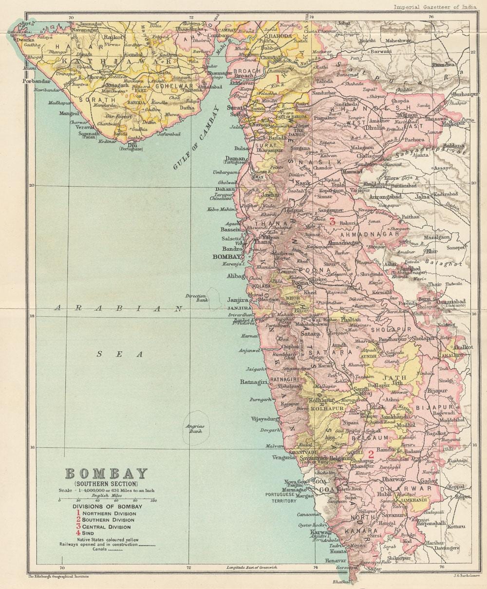 মানচিত্র, বোম্বে প্রেসিডেন্সি